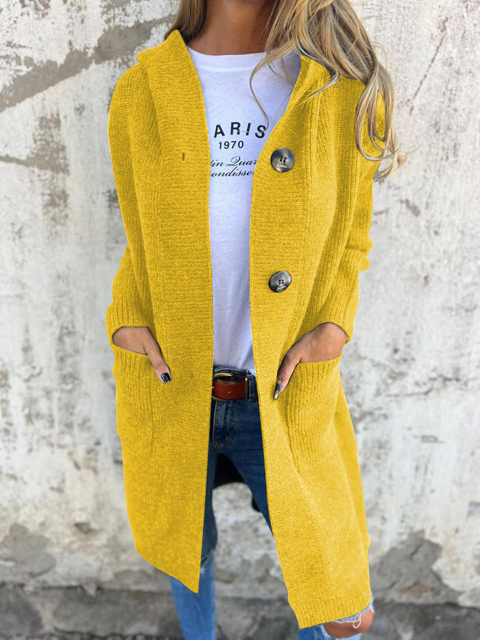 Women's Longline Open Cardigan with Pockets in Fluffy Knit