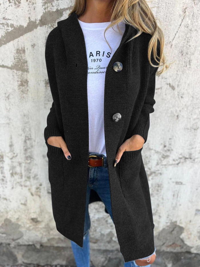 Women's Longline Open Cardigan with Pockets in Fluffy Knit