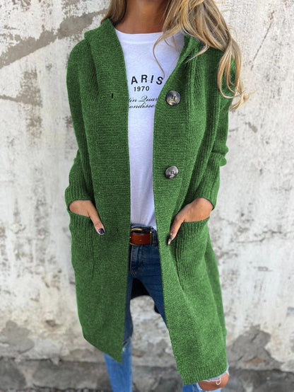 Women's Longline Open Cardigan with Pockets in Fluffy Knit