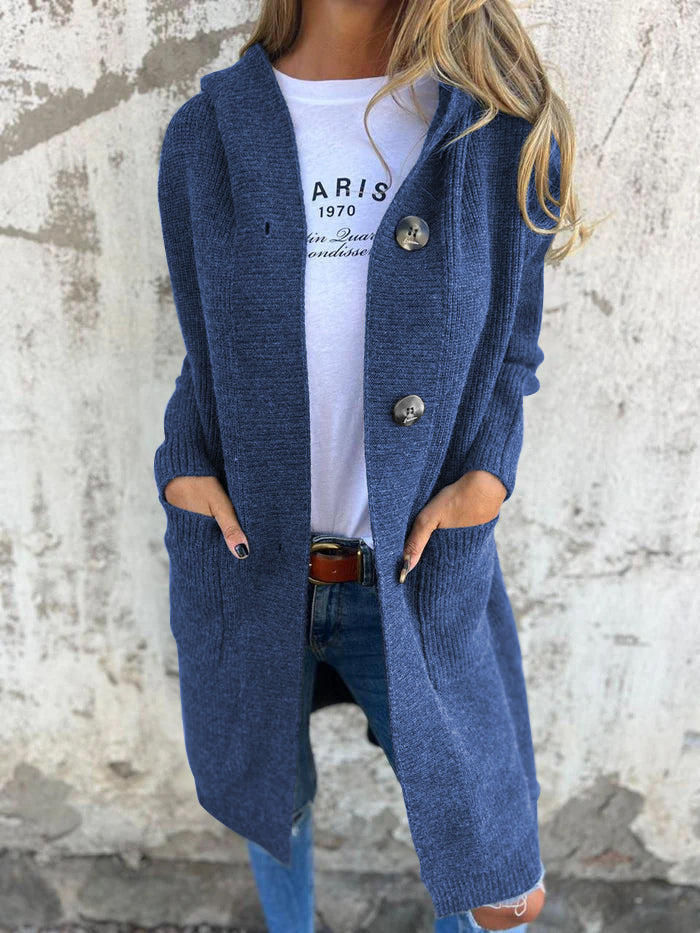 Women's Longline Open Cardigan with Pockets in Fluffy Knit