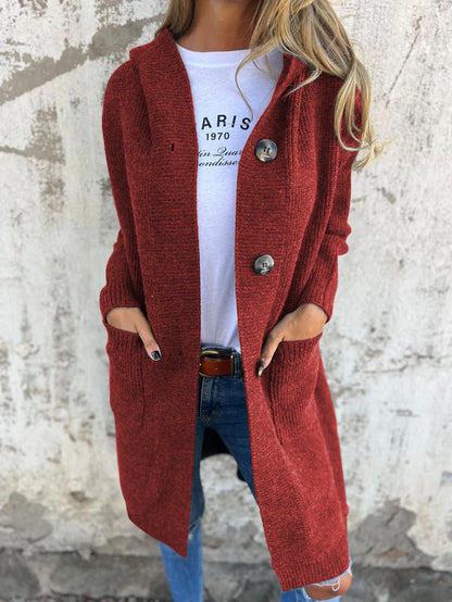 Women's Longline Open Cardigan with Pockets in Fluffy Knit