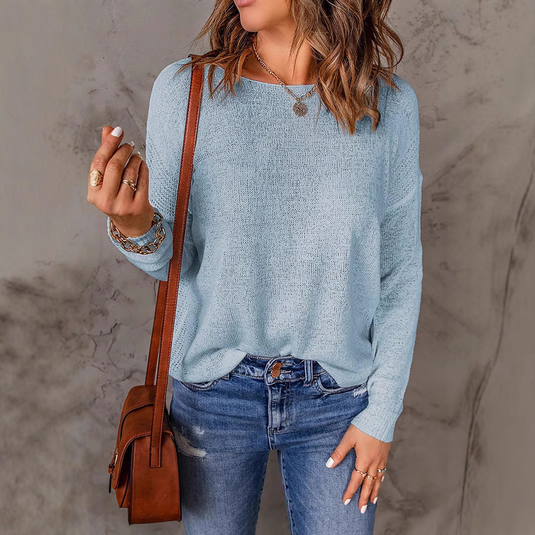 Women's Loose Knit Jumper with V-Neck