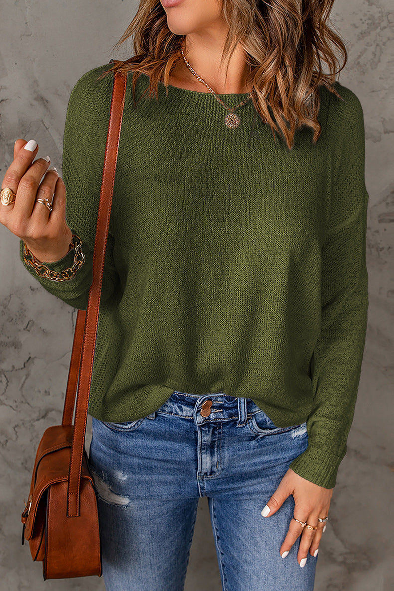 Women's Loose Knit Jumper with V-Neck