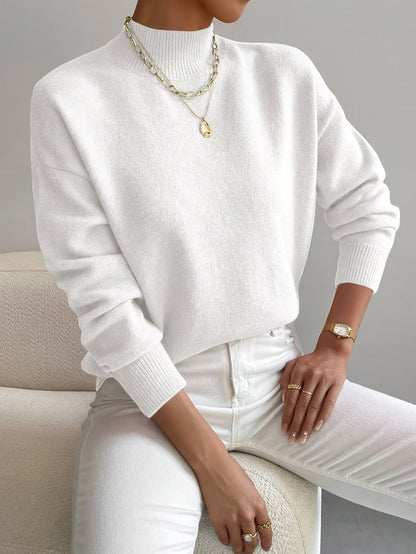 Women's Mock Neck Jumper with Reinforced Seams in Grey