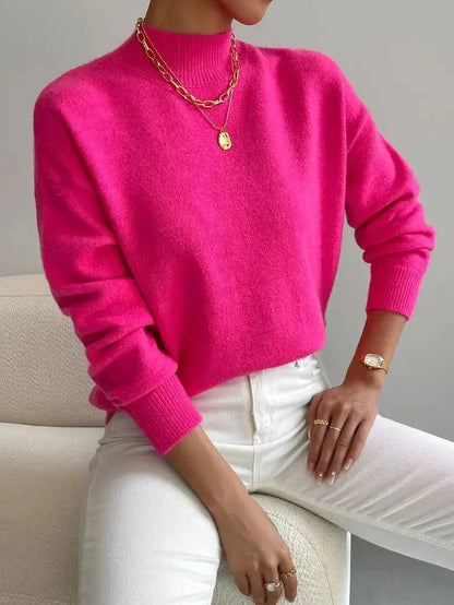 Women's Mock Neck Jumper with Reinforced Seams in Grey