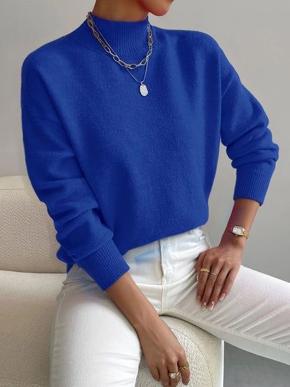 Women's Mock Neck Jumper with Reinforced Seams in Grey