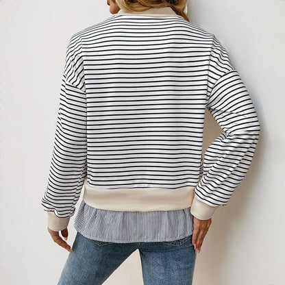 Women's Mock Neck Jumper with Ruffled Hem and Regular Fit