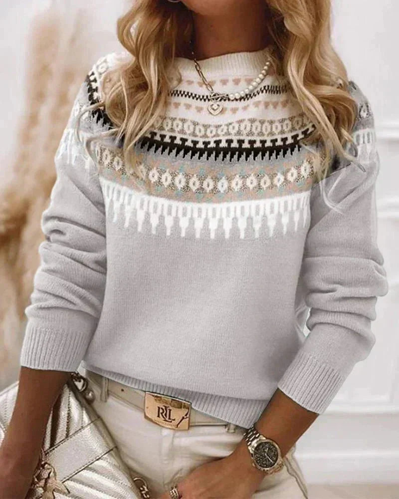 Women's Nordic Pattern Knit Jumper in Soft Fabric