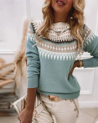 Women's Nordic Pattern Knit Jumper in Soft Fabric