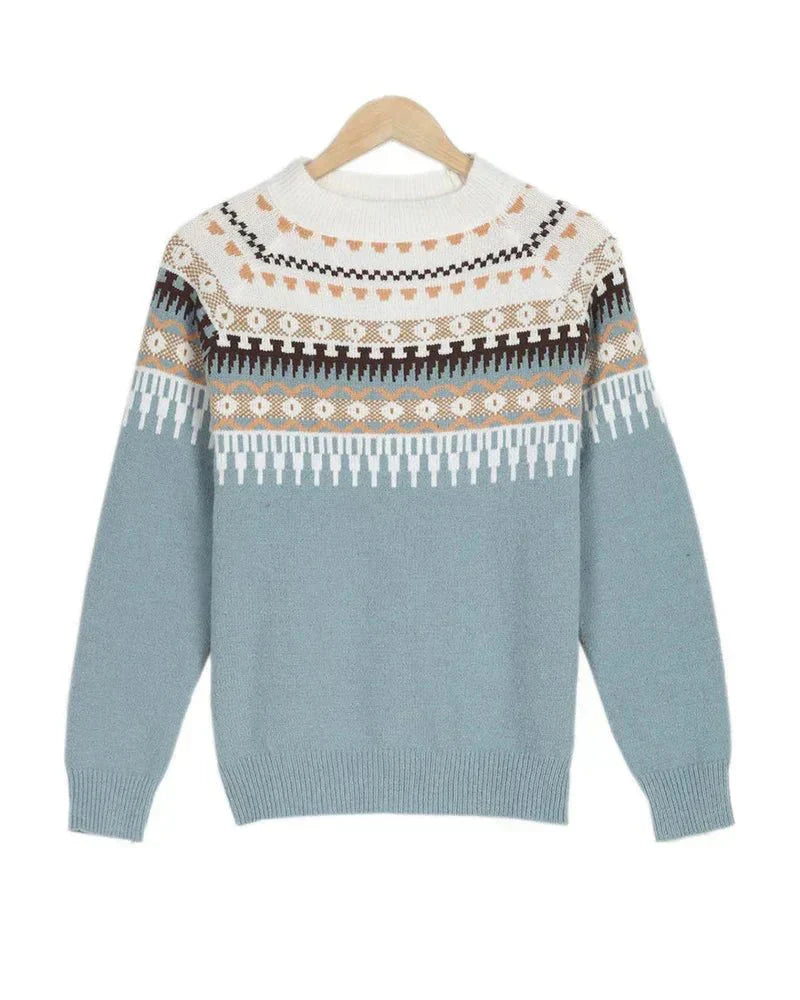 Women's Nordic Pattern Knit Jumper in Soft Fabric