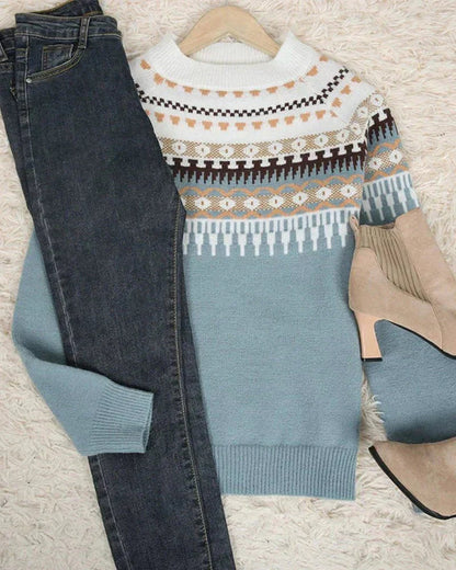 Women's Nordic Pattern Knit Jumper in Soft Fabric