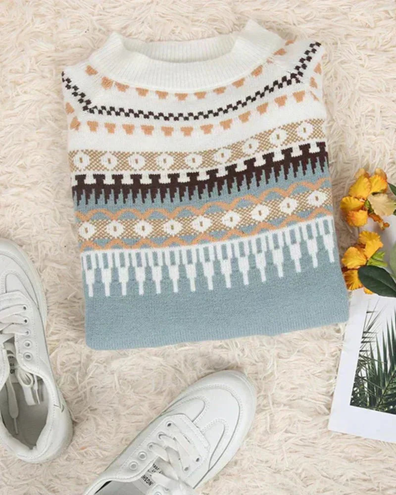 Women's Nordic Pattern Knit Jumper in Soft Fabric