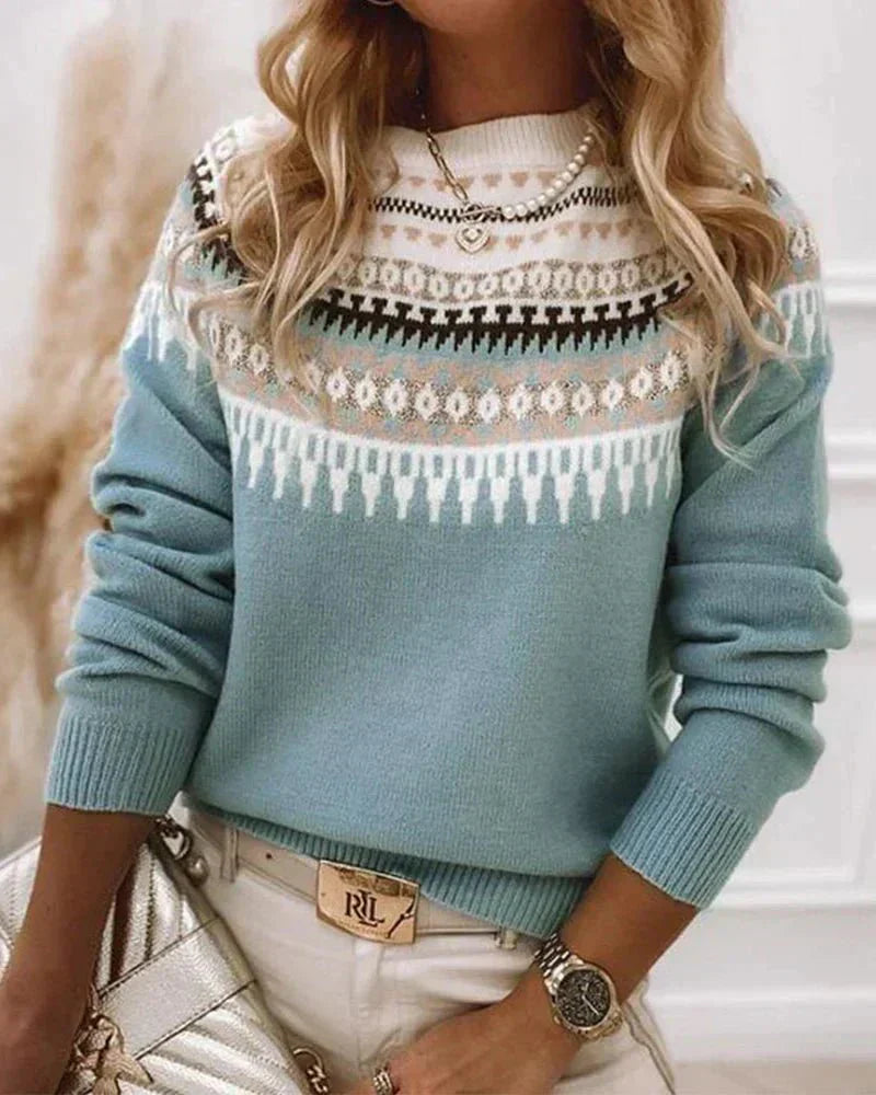 Women's Nordic Pattern Knit Jumper in Soft Fabric
