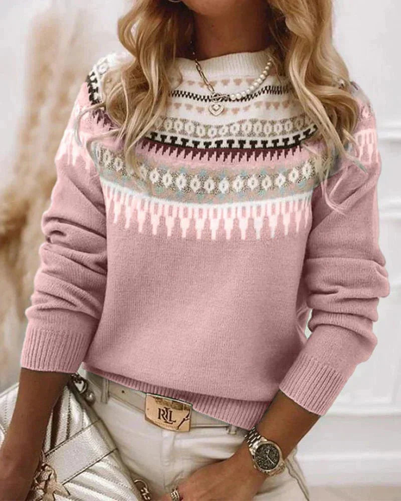 Women's Nordic Pattern Knit Jumper in Soft Fabric