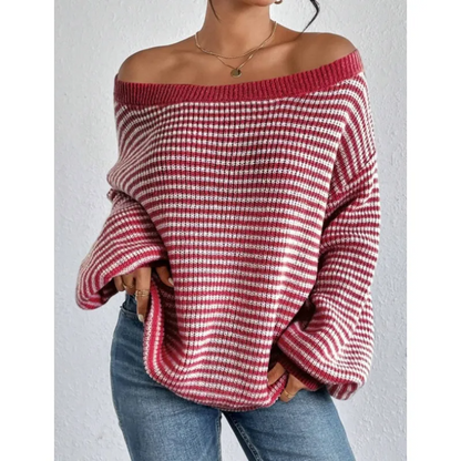 Women's Off-The-Shoulder Jumper with Voluminous Sleeves