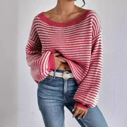 Women's Off-The-Shoulder Jumper with Voluminous Sleeves
