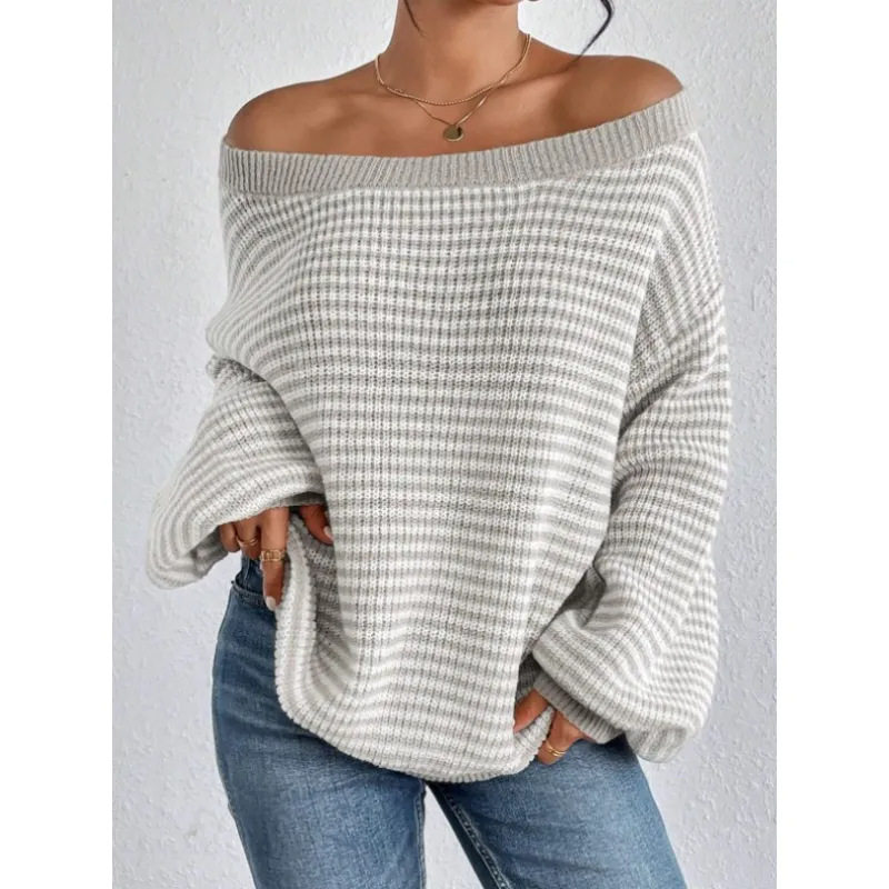 Women's Off-The-Shoulder Jumper with Voluminous Sleeves