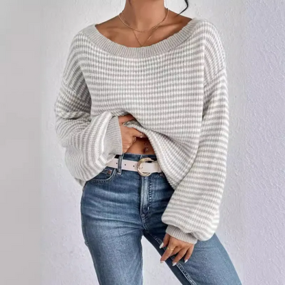 Women's Off-The-Shoulder Jumper with Voluminous Sleeves