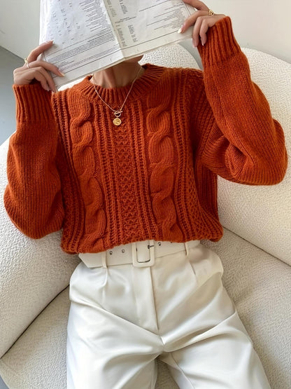 Women's Oversized Cable Knit Jumper in Soft Yarn