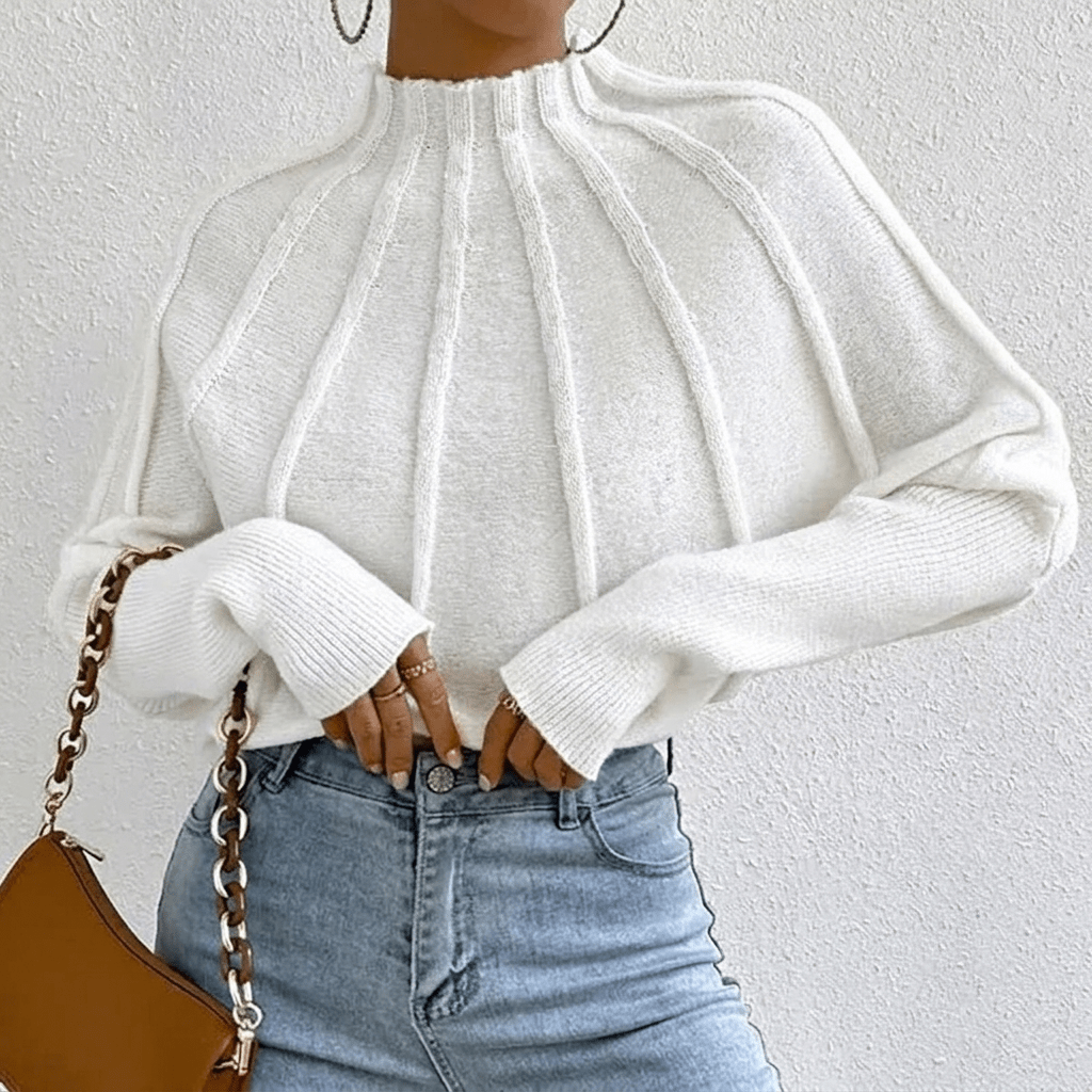 Women's Oversized Knit Jumper with Stand Collar