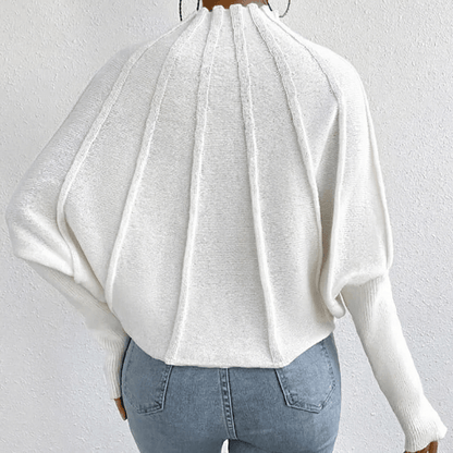 Women's Oversized Knit Jumper with Stand Collar