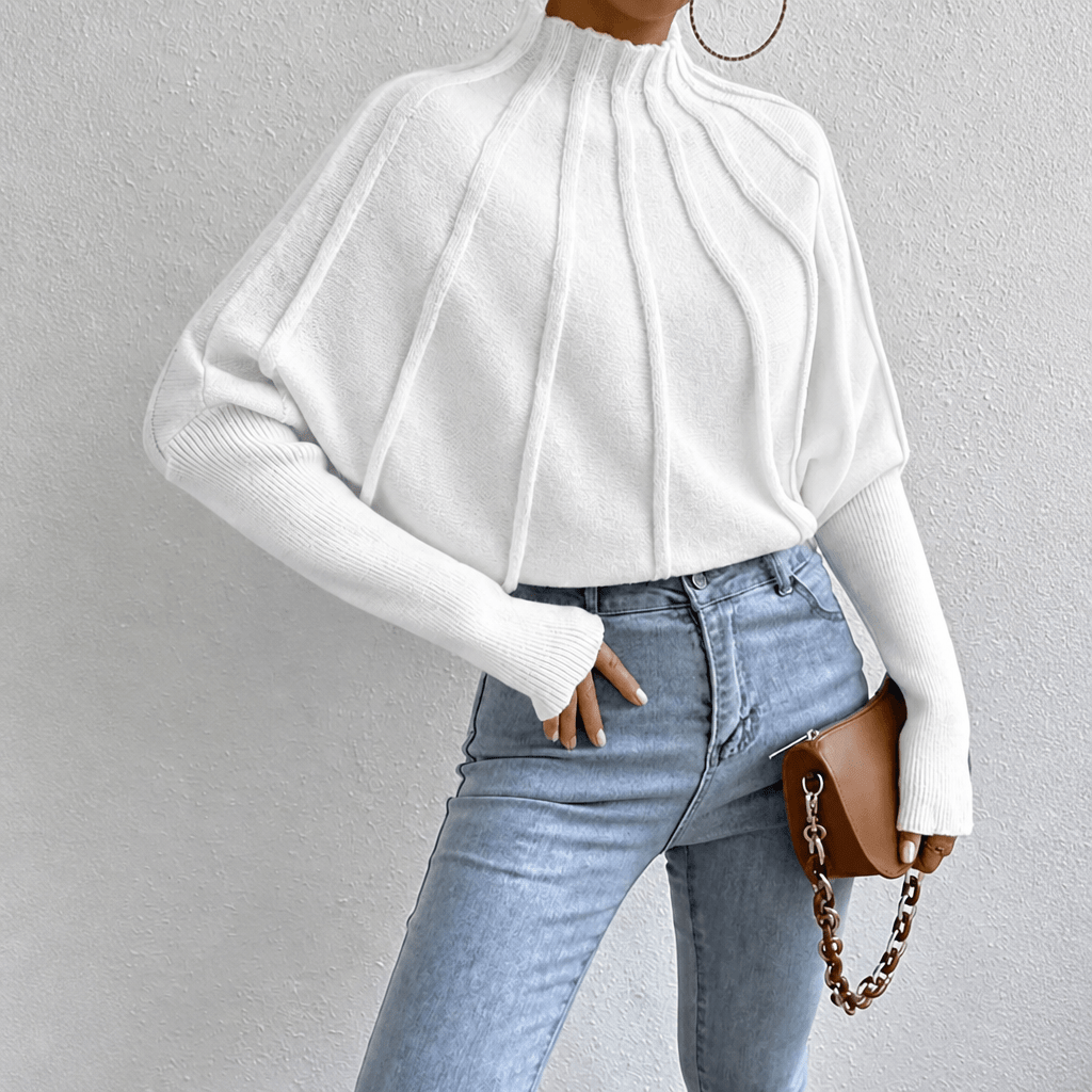 Women's Oversized Knit Jumper with Stand Collar