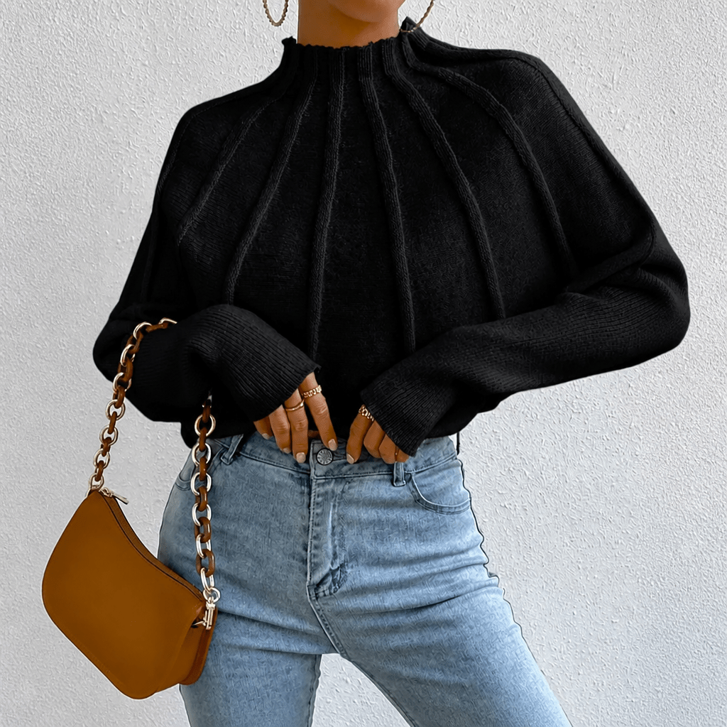 Women's Oversized Knit Jumper with Stand Collar