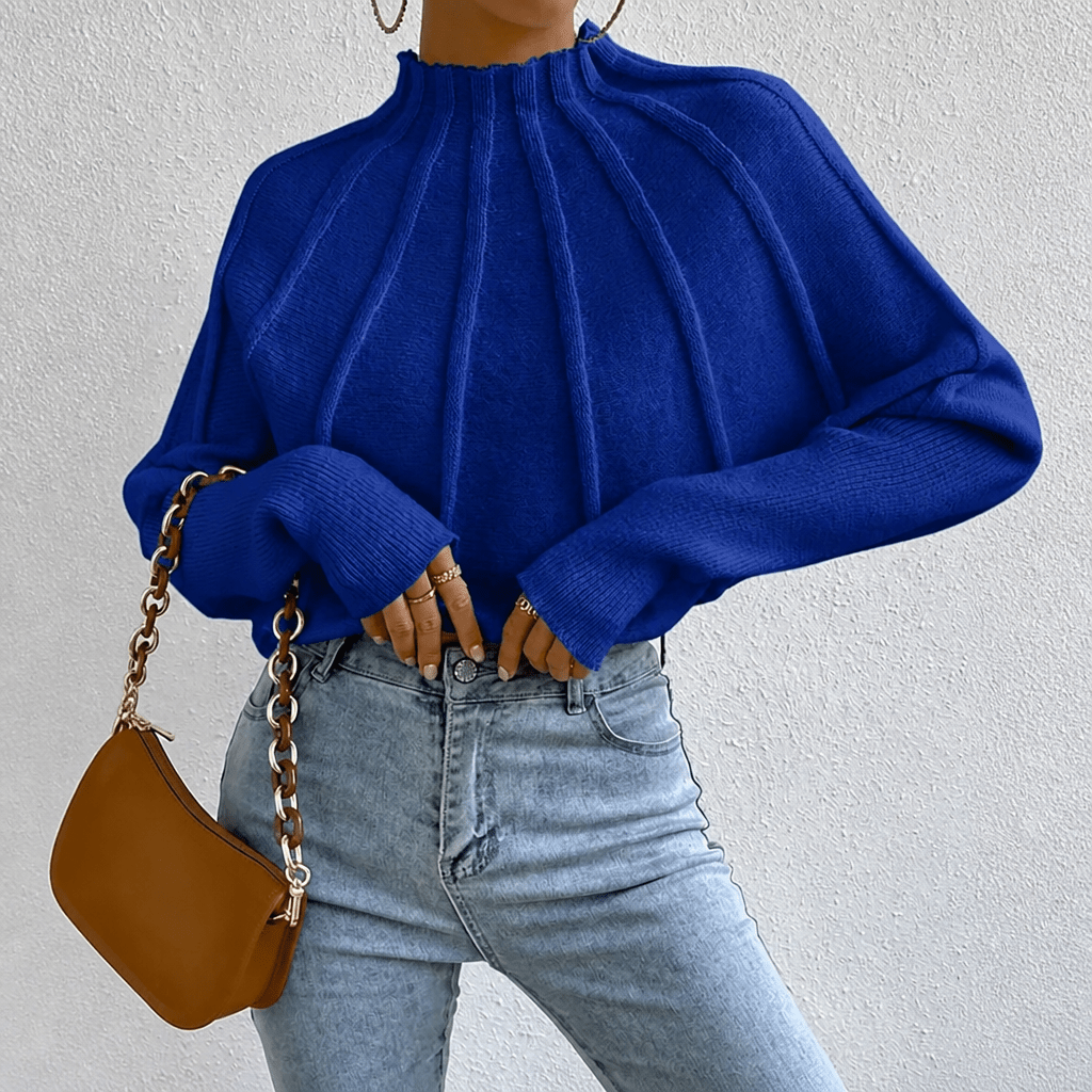Women's Oversized Knit Jumper with Stand Collar