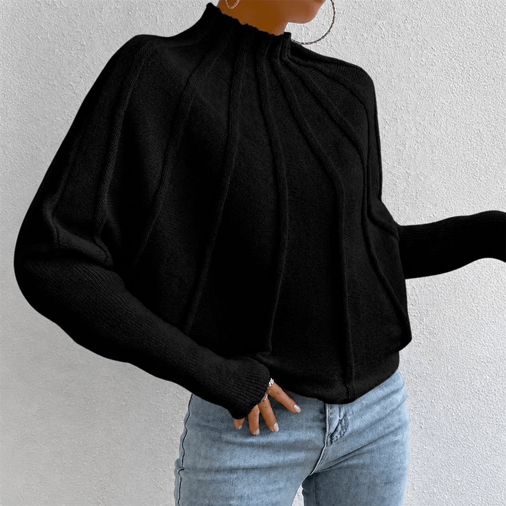 Women's Oversized Knit Jumper with Stand Collar