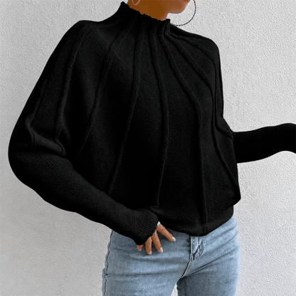 Women's Oversized Knit Jumper with Stand Collar
