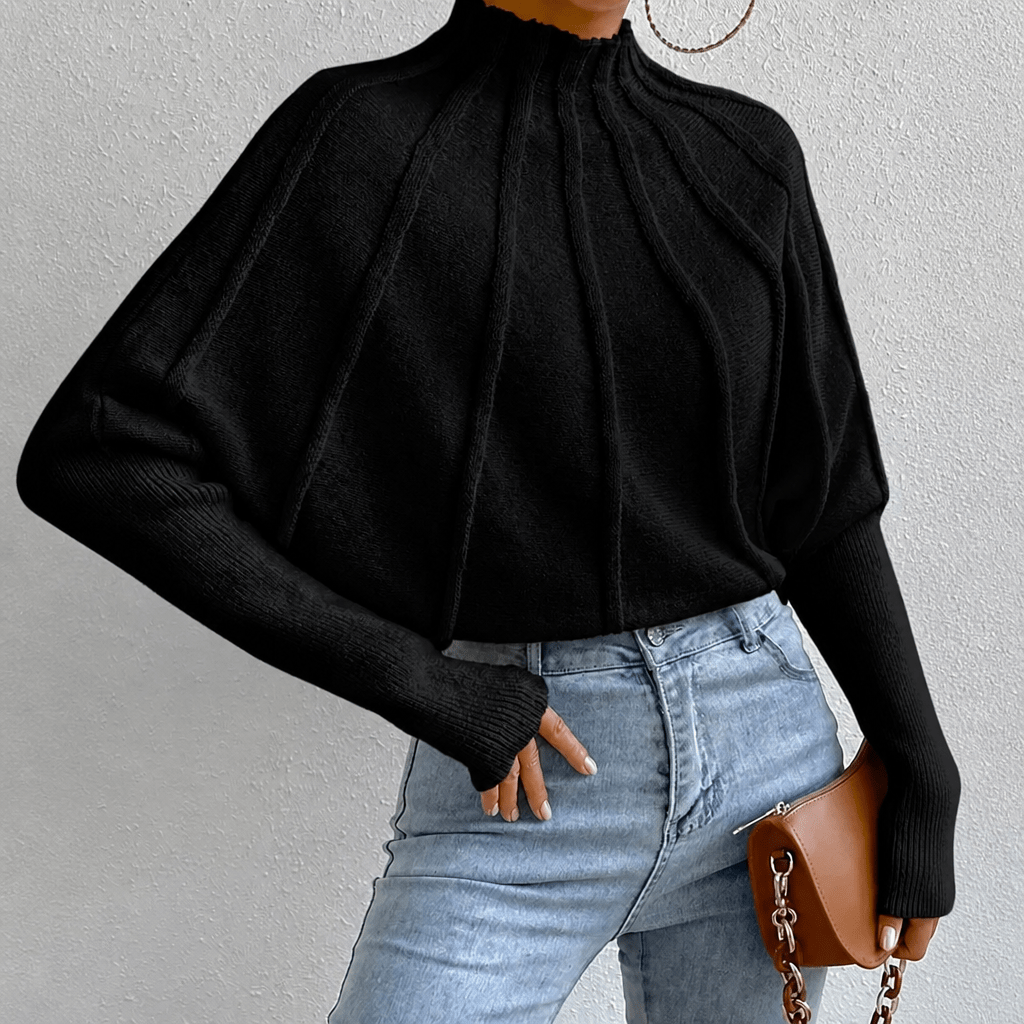 Women's Oversized Knit Jumper with Stand Collar