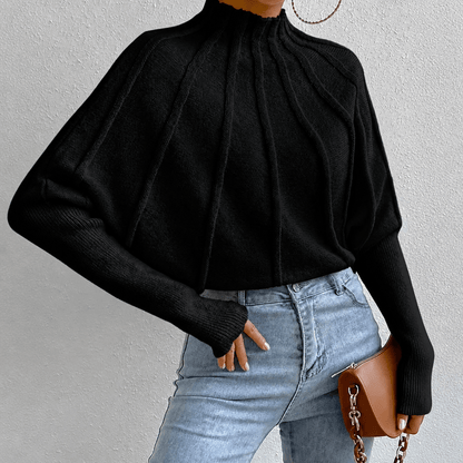 Women's Oversized Knit Jumper with Stand Collar