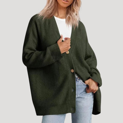Women's Oversized V-Neck Cardigan in Soft Yarn
