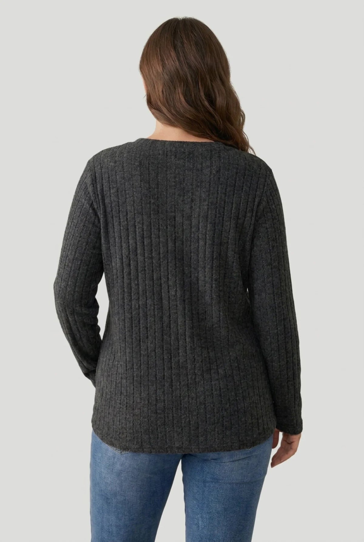 Women's Plus Size Ribbed Jumper in Soft Knit with Long Sleeves