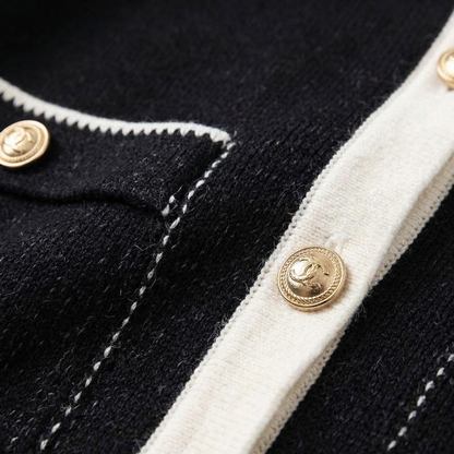 Women's Polished Knit Cardigan with Gold Buttons and Lightweight Design