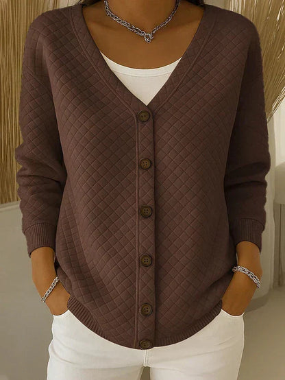 Women's Quilted Cardigan in Soft Cotton with Reinforced Seams