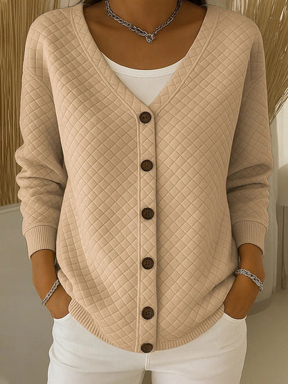 Women's Quilted Cardigan in Soft Cotton with Reinforced Seams