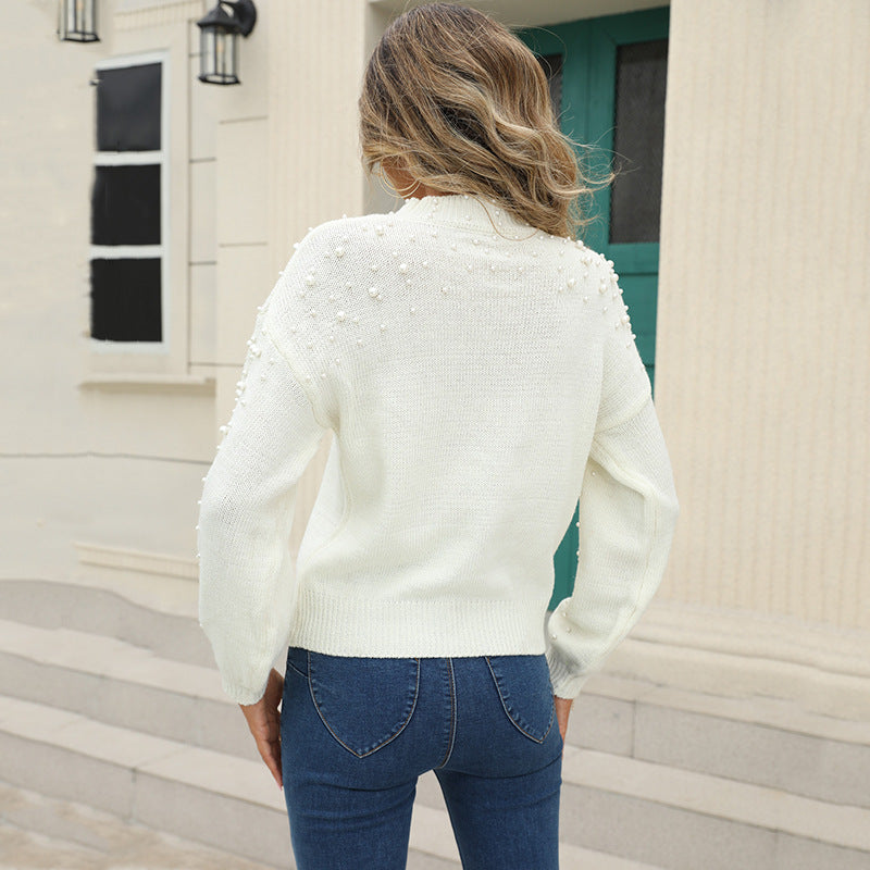 Women's Relaxed Fit Jumper with Beading Details and Long Sleeves