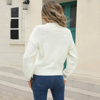 Women's Relaxed Fit Jumper with Beading Details and Long Sleeves