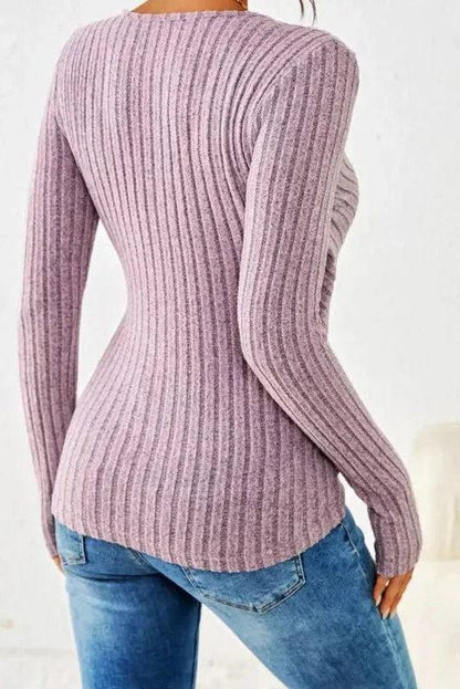Women's Ribbed Knit Wrap Top with Flattering Fit