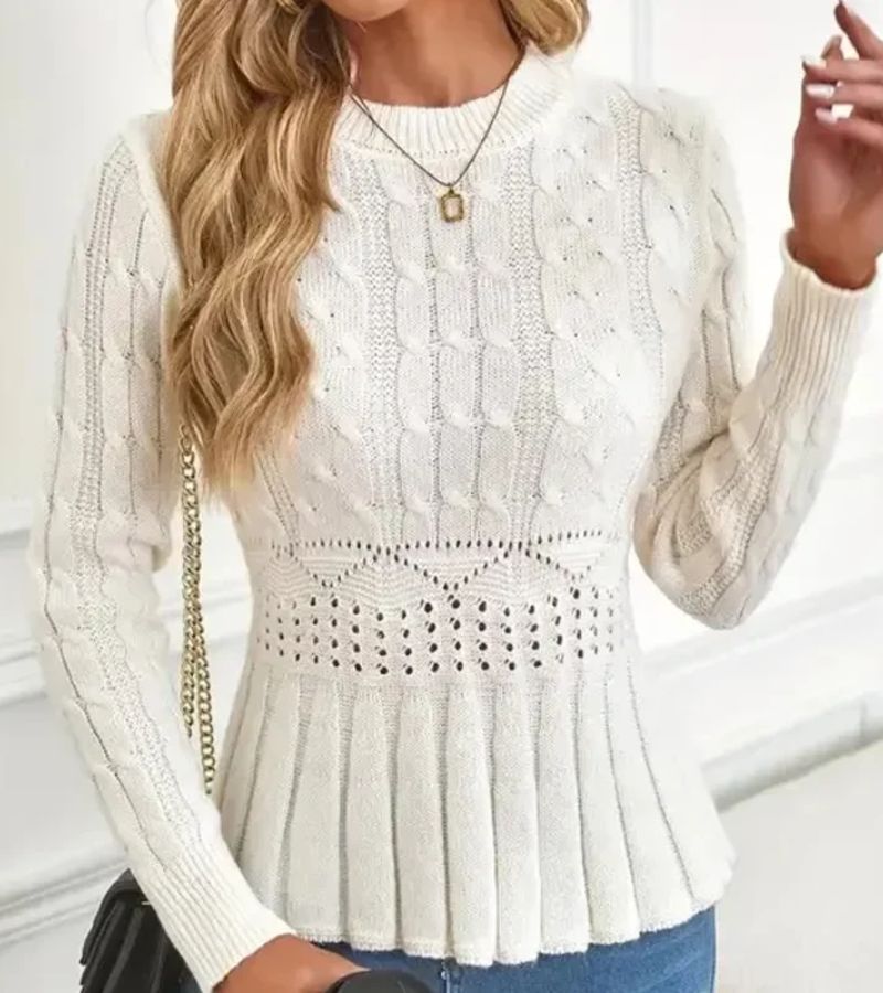 Women's Ribbed Peplum Jumper in Soft Chunky Knit