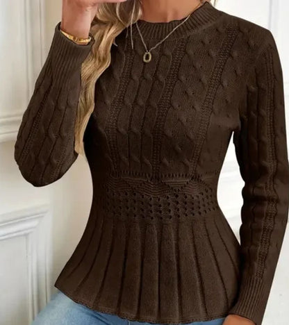 Women's Ribbed Peplum Jumper in Soft Chunky Knit
