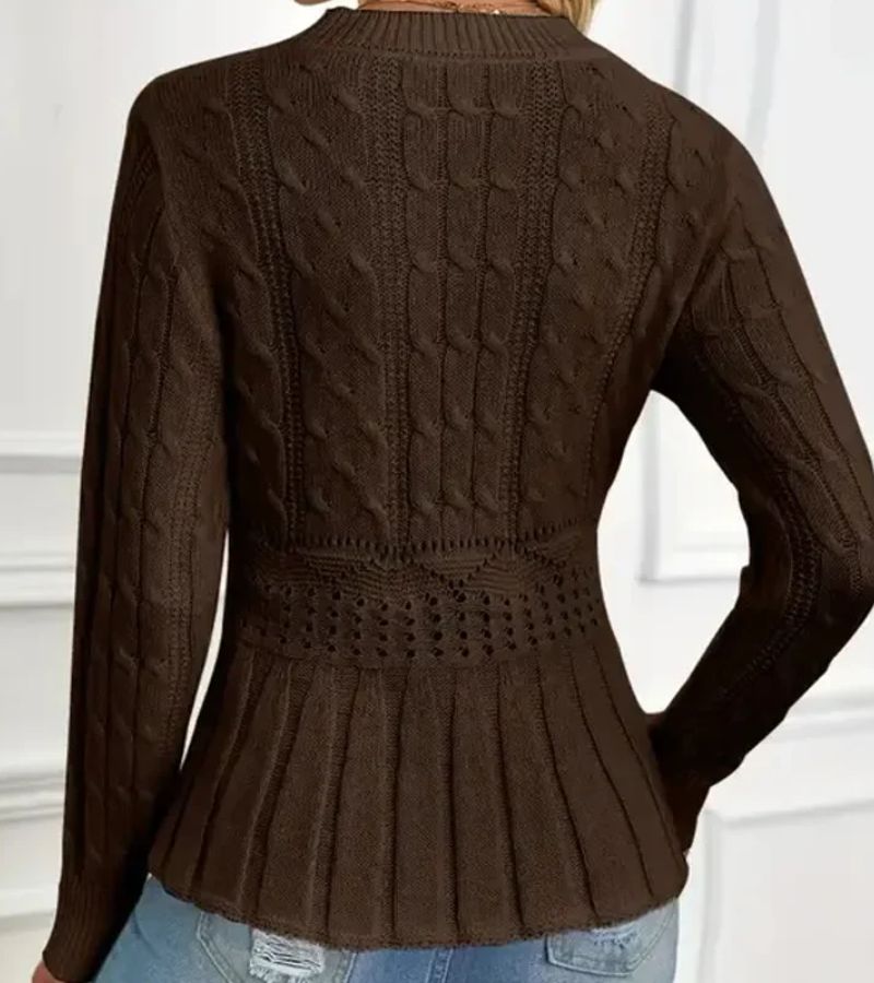 Women's Ribbed Peplum Jumper in Soft Chunky Knit