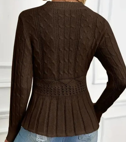 Women's Ribbed Peplum Jumper in Soft Chunky Knit