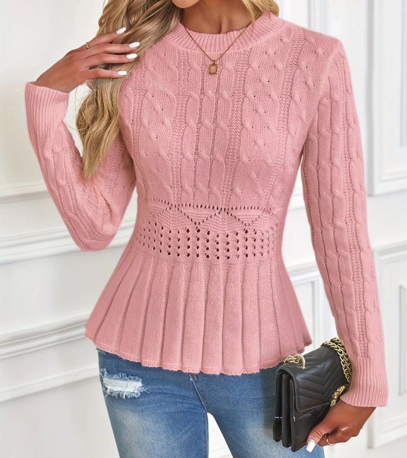 Women's Ribbed Peplum Jumper in Soft Chunky Knit