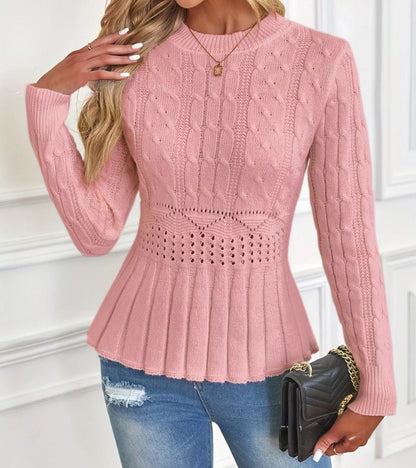 Women's Ribbed Peplum Jumper in Soft Chunky Knit