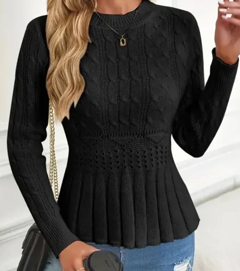 Women's Ribbed Peplum Jumper in Soft Chunky Knit