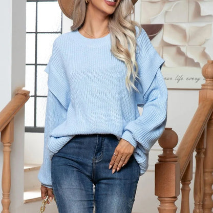 Women's Round Neck Chunky Knit Jumper with Breathable Fabric