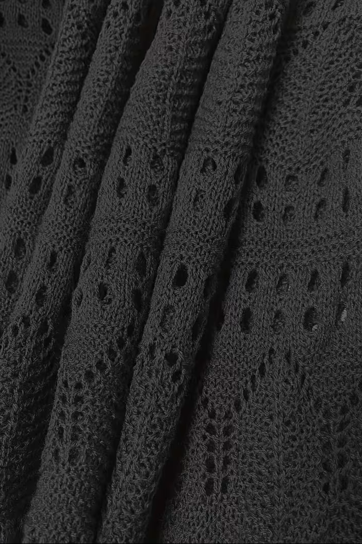 Women's Semi-Sheer Knit Top with V-Neck and Solid Weave