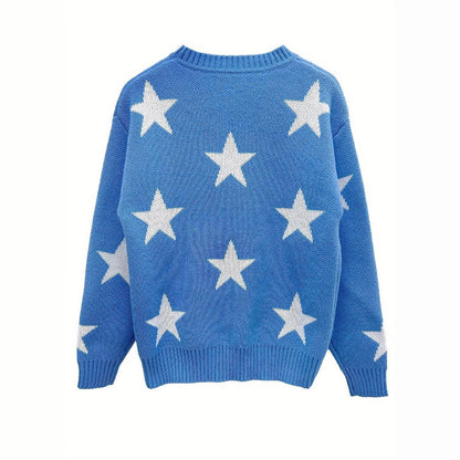 Women's Star Pattern Jumper with Relaxed Fit and Soft Touch